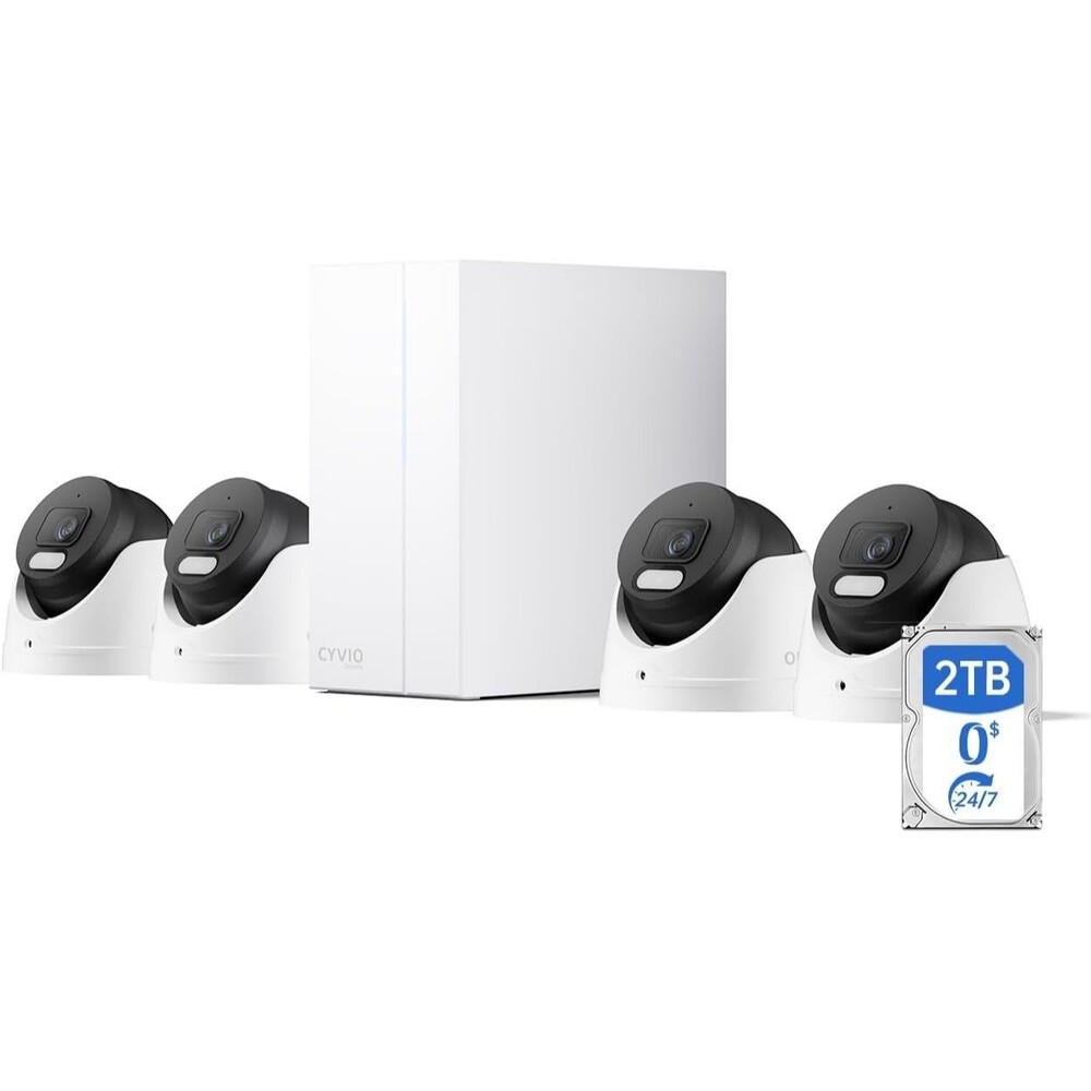 4K PoE Security Camera System, 4 Cameras, 8CH NVR, 2TB HDD